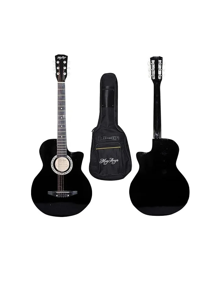 Megarya 38 Inch Acoustic Guitar Starter Set with Gig Bag, Strap, Capo, and Picks (Black, 38 Inch) lw9w3