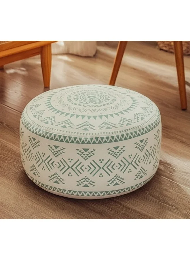 ShebSheb Round Bean Bag Ottoman Cover Boho Geometric Footstool Case with Handle (45cm x 45cm x 20cm) sqroc