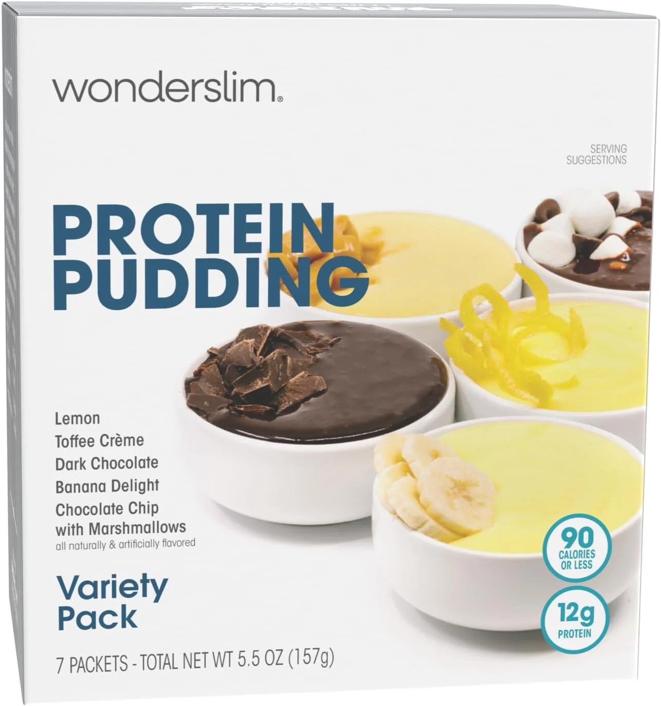 Premium Protein Pudding Mix Variety Pack (Gluten-Free, 12g Protein, 7 Packets) yrmfv