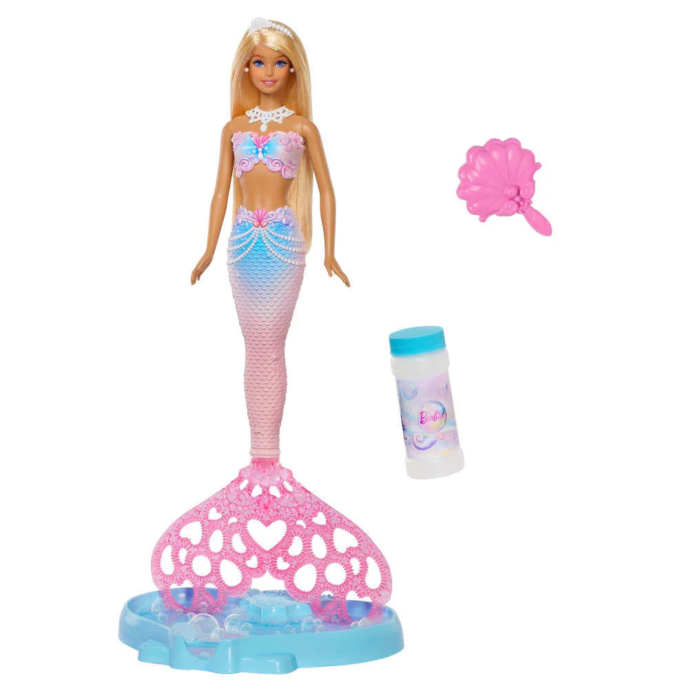 Fashion Doll Mermaid Playset with Bubble-Making Feature and Styling Accessories (Blonde, 30 cm) tg54u