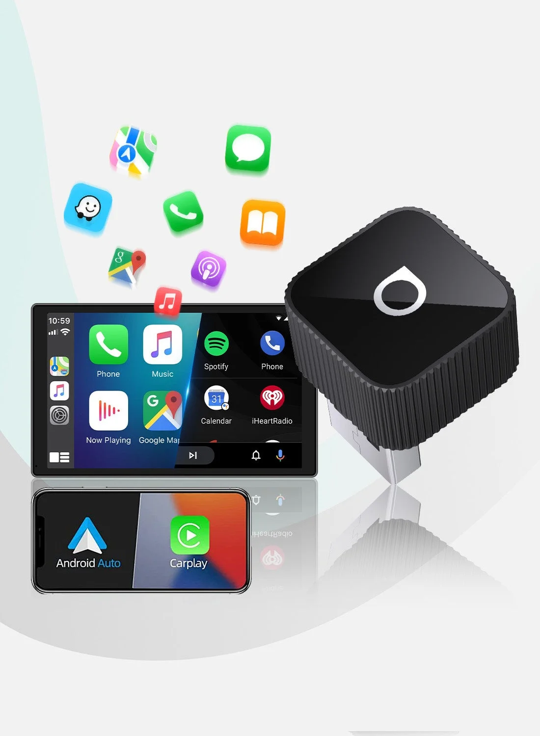 Wireless CarPlay and Android Auto Adapter Premium Plug and Play Dongle for Vehicles (Bluetooth 5.4, WiFi 6) 2iytr