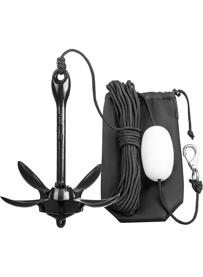 L&E Portable Folding Kayak Anchor Kit with 40 ft Marine Rope (1.6 kg, Silver) e6mal