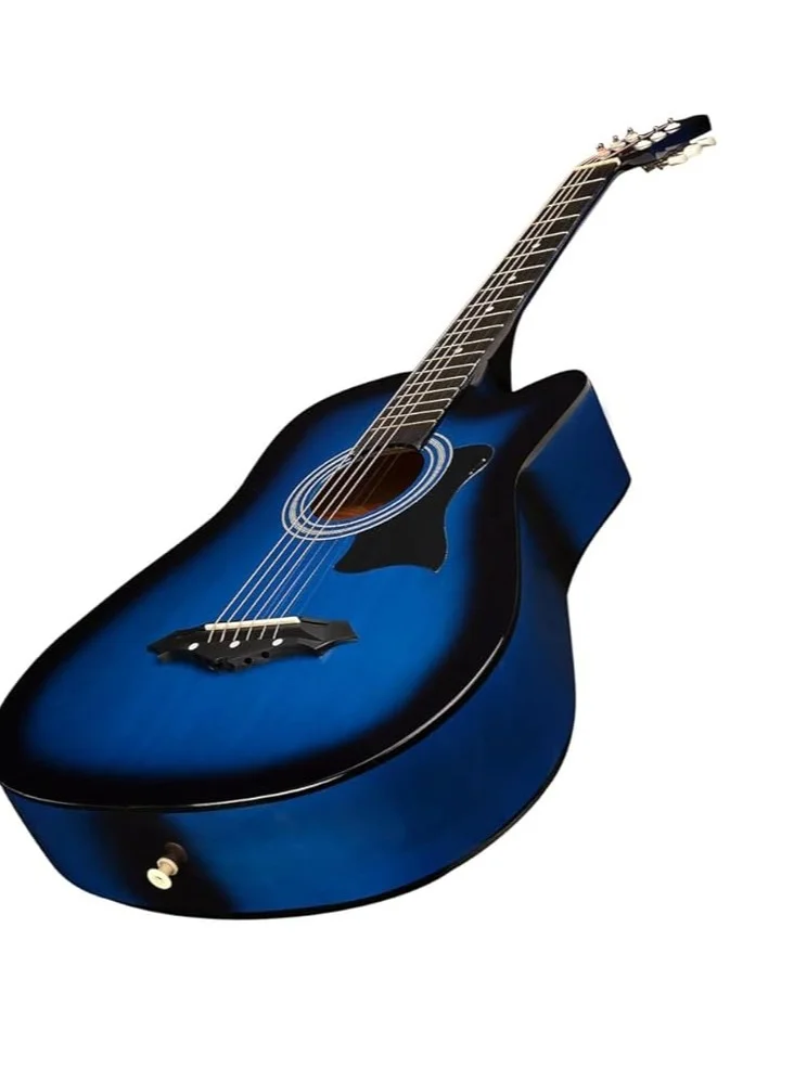 Megarya Flamingo Series Acoustic Guitar Full Wood Construction with Steel Strings (Blue, 38 inch) 85ta7