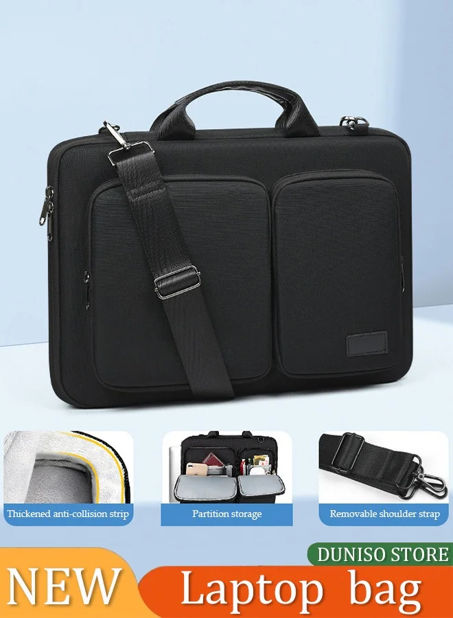 DUNISO Laptop Bag for 15.6 Inch Notebooks, Premium Waterproof Oxford Cloth Protective Shoulder Case with Velvet Lining (Black, 15.6 Inch) x4yx7