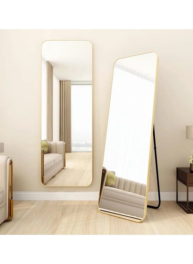 SKY-TOUCH Full Length Floor Mirror with Aluminum Alloy Frame (Gold, 155x45cm) jbzb8