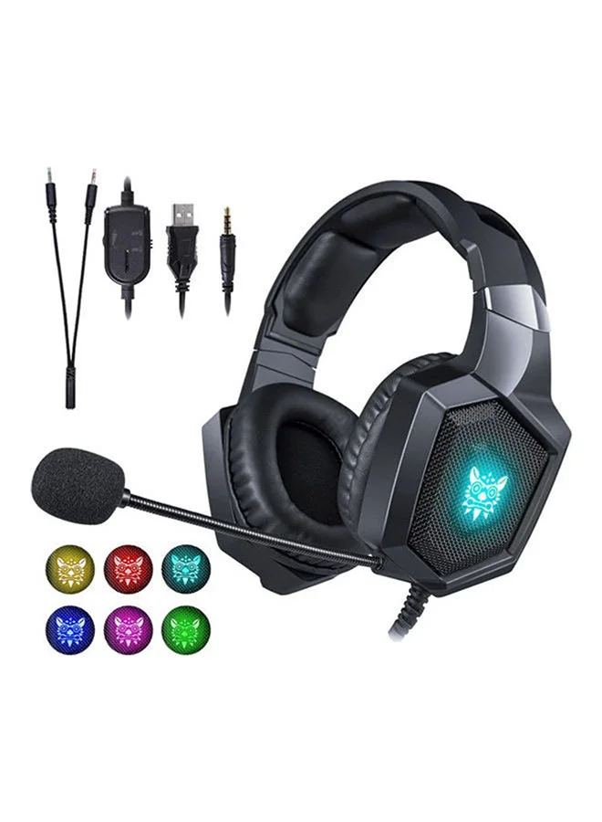 Onikuma K8 RGB Gaming Headset 7.1 Surround Sound with Noise Canceling Microphone (Wired, Multi-Platform Compatible) li9ww
