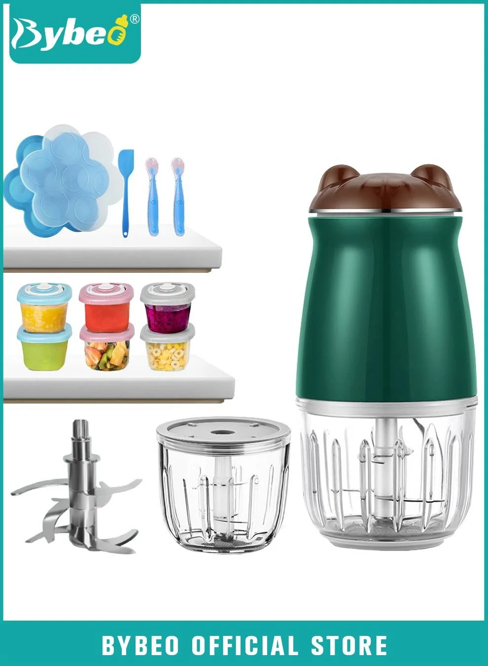 Bybeo 20-in-1 Baby Food Maker Processor Set with Storage Containers and Silicone Utensils for Infants and Toddlers 89grd