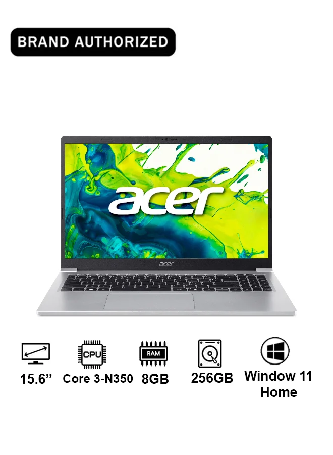 Premium 15.6-inch Slim Bezel Laptop, Octa-Core Processor, 8GB RAM, 256GB SSD, FHD IPS Display, Windows 11 Home (Light Silver) e8hat