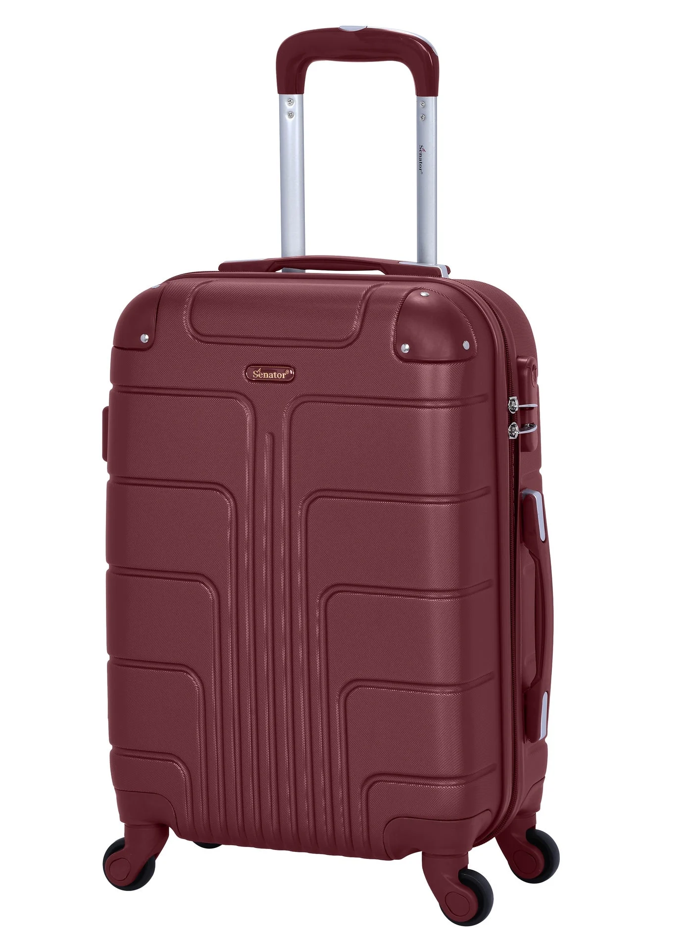 SENATOR Hard Case Cabin Luggage Trolley Lightweight ABS Travel Suitcase with 4 Spinner Wheels (Burgundy, 55 cm) nvxfm