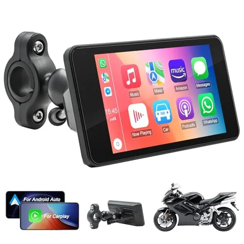 PHEZEN Motorcycle CarPlay Screen Wireless Smart Display Waterproof Touch Screen GPS Navigation (5-Inch) xatac