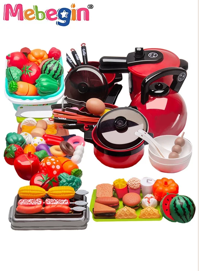 MEBEGIN Kids Kitchen Pretend Play Food Set Educational Cooking Activity Toy (74 pcs) uocs8