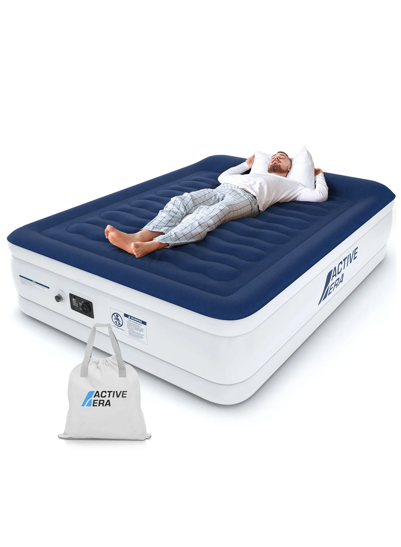 ACTIVE ERA Luxury King Size Inflatable Mattress with Built-in Pump and Raised Pillow (56cm Height, 203x152cm) kybhu