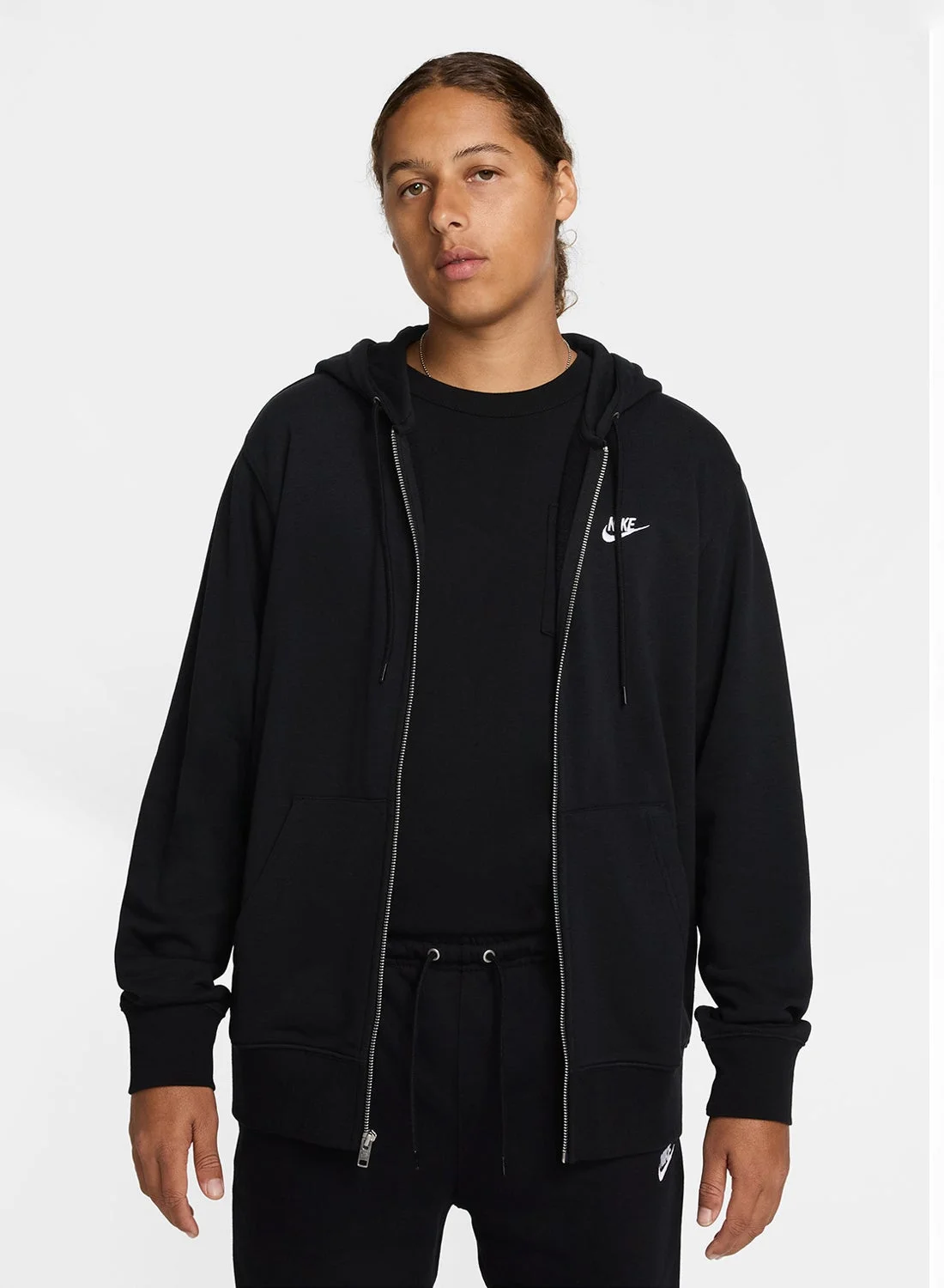 Athletic Full-Zip Fleece Hoodie Premium Cotton Blend Long-Sleeve Sweatshirt for Men (Black, Large) txlwk