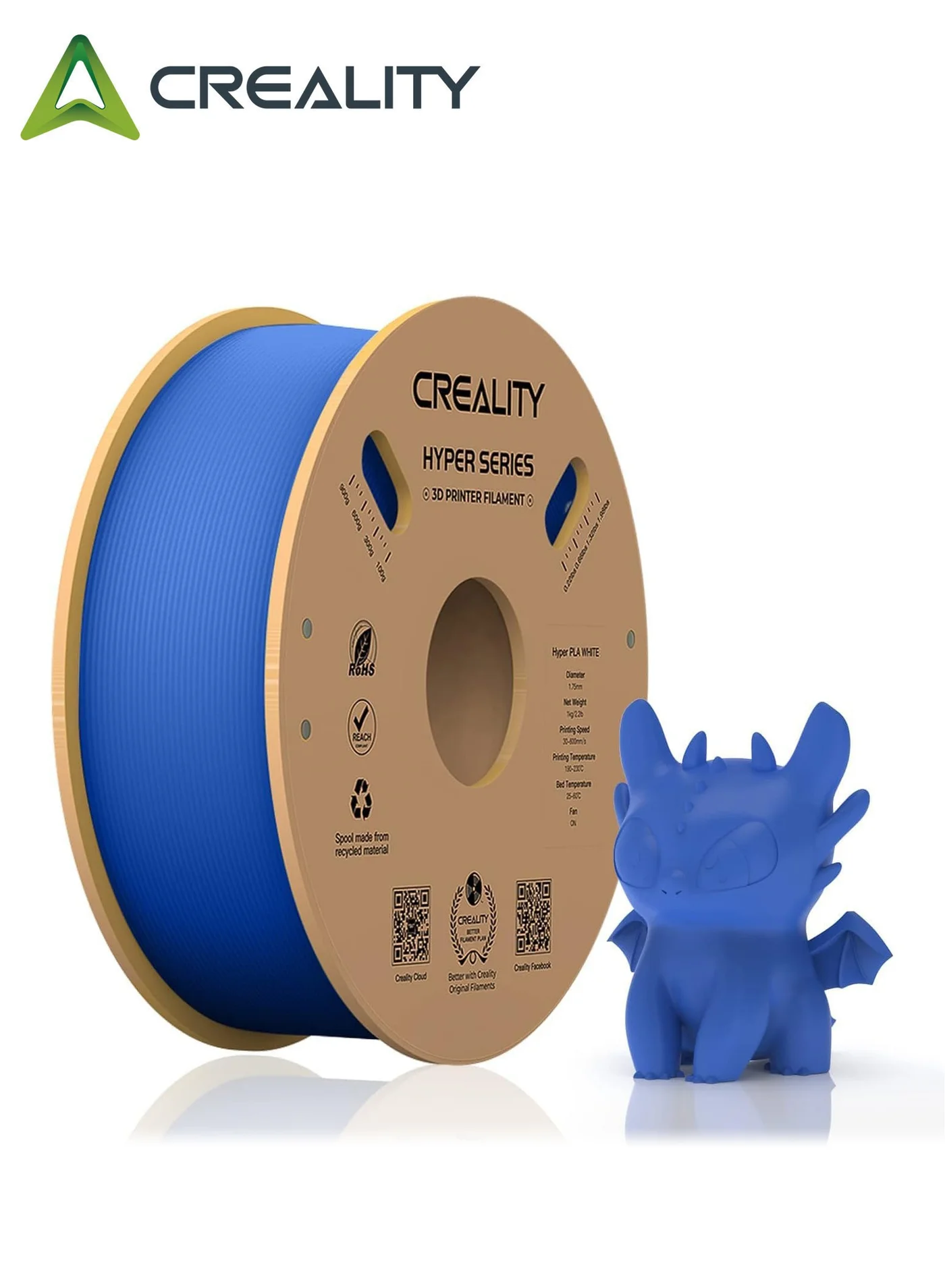 Creality 3D Hyper PLA Filament 1.75mm High-Speed Printing Material (Blue, 1kg) uwb05