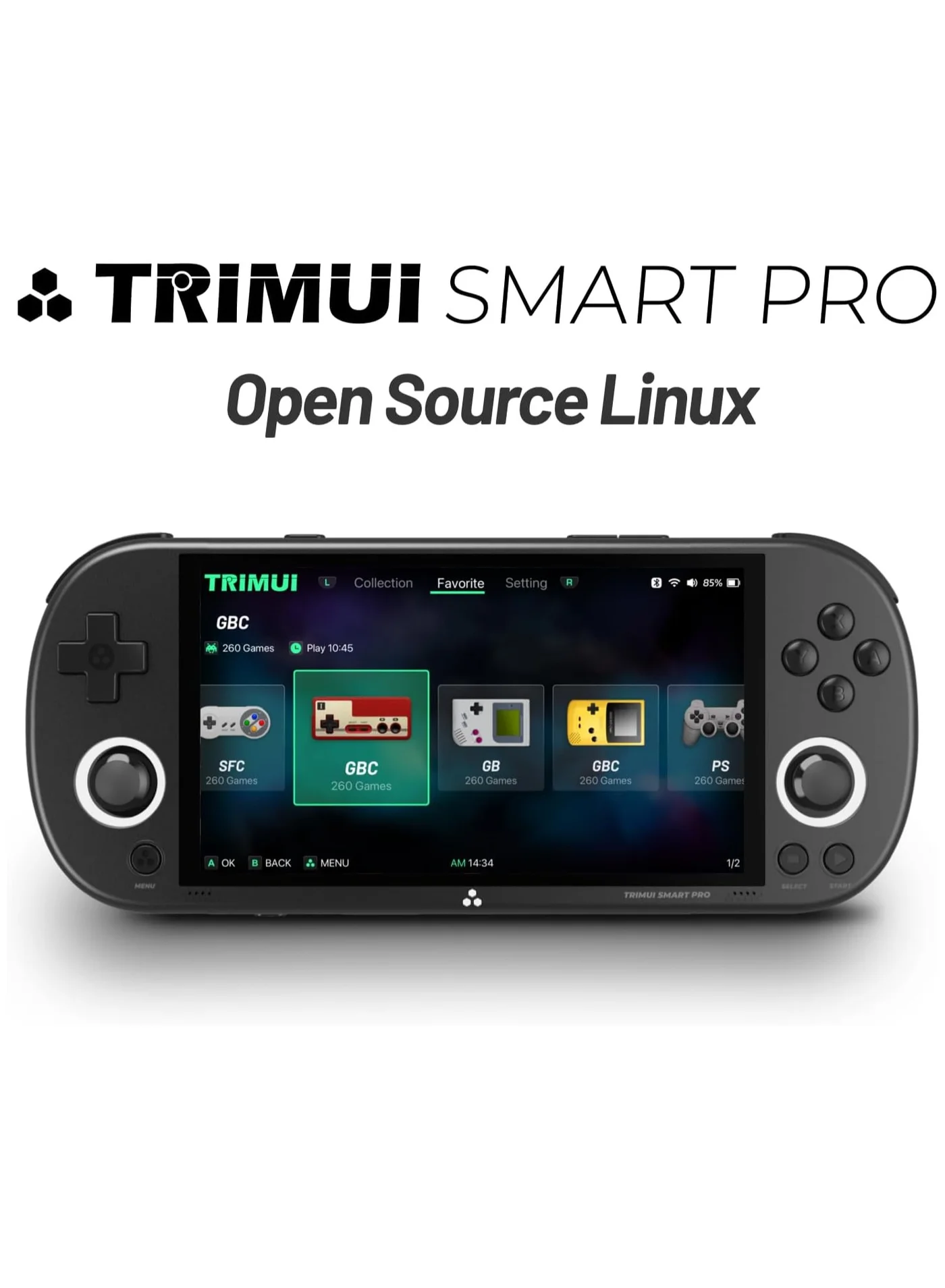 Smart Pro Handheld Game Console 4.96-inch Display with 128GB Storage and RGB Lighting (Black, 12.6 cm) p5stf