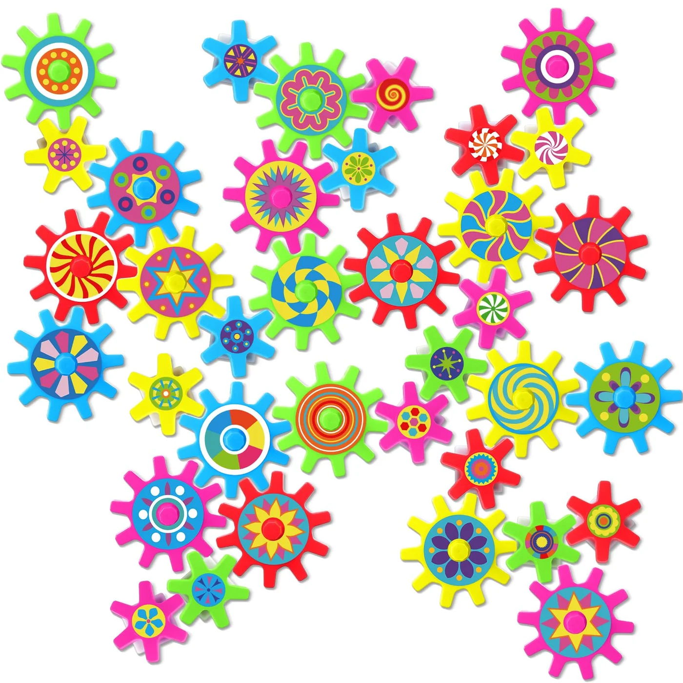 Relaxweex Magnetic Spinning Gears Set Educational STEM Toy for Refrigerator and Whiteboard (36 Pieces, Colorful) cawx5