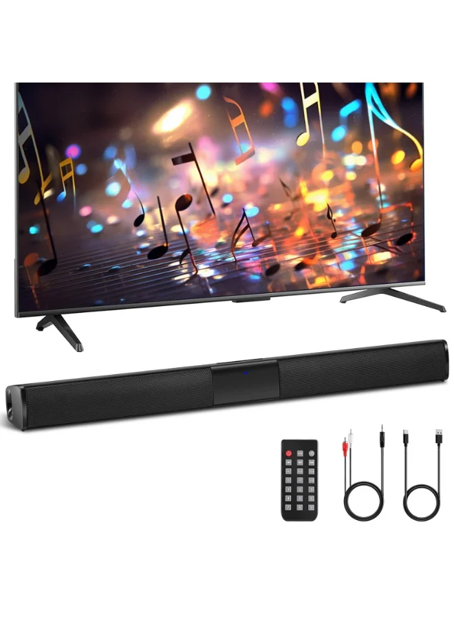 WALALLA Bluetooth Sound Bar for Smart TV, 20W Home Audio System with 4 Speakers and 6 EQ Modes (Black, 55cm) g05ff