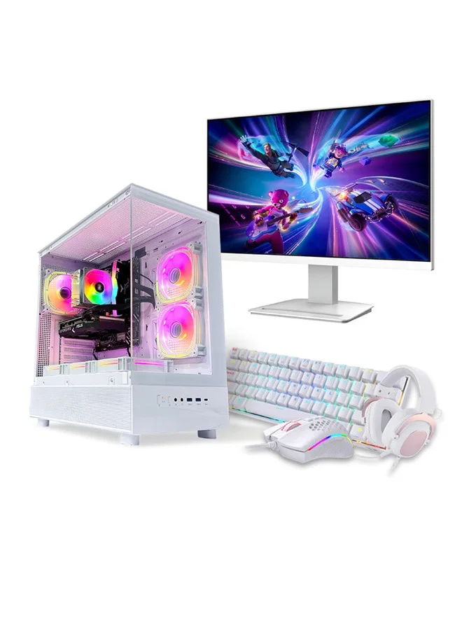 Game Sekret Gaming Desktop PC Bundle with 24-inch FHD Monitor, 16GB RAM, 1TB SSD, Windows 11 Pro (White, Full Set) phdh1