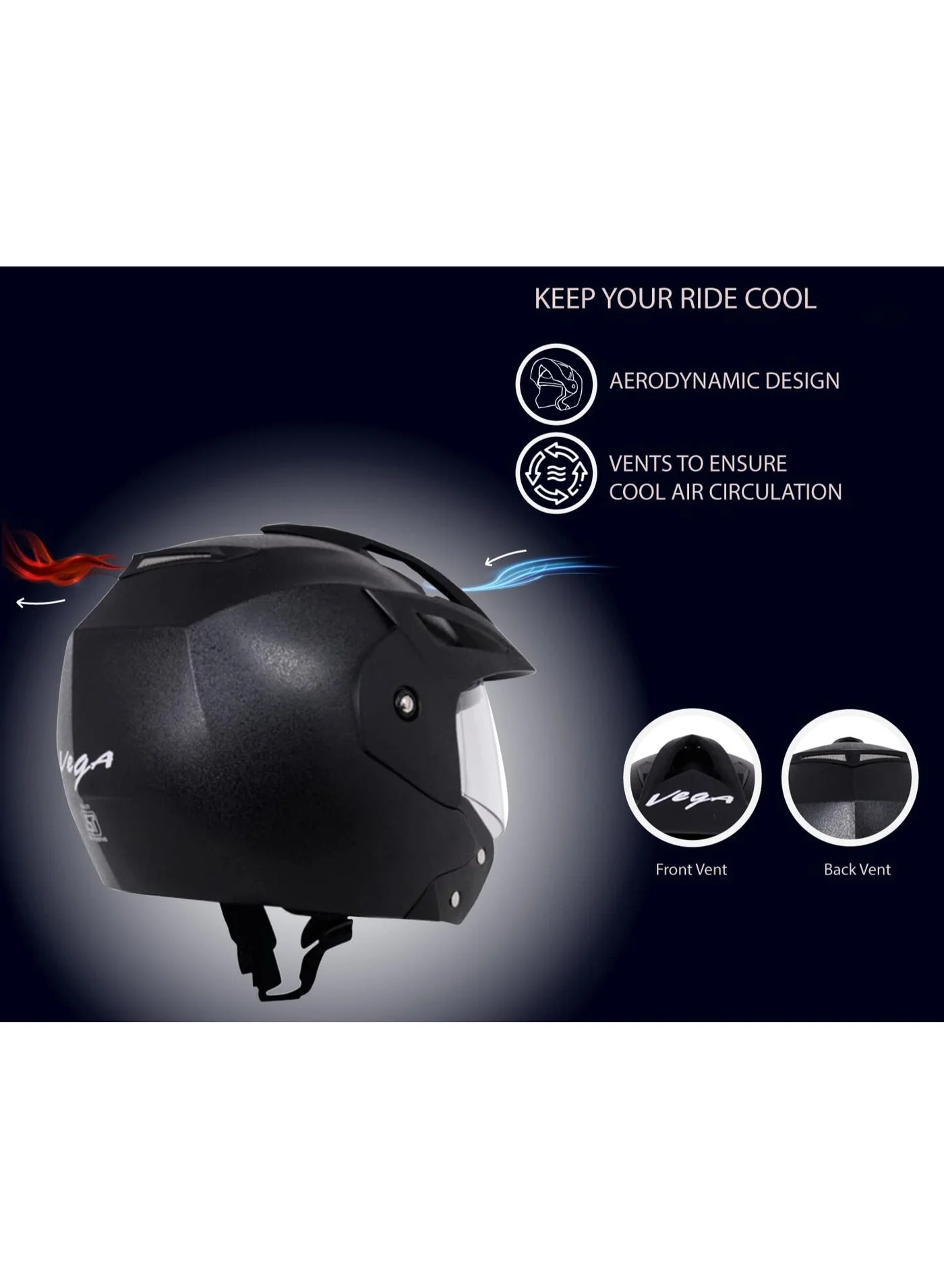 Premium Open Face Motorcycle Helmet with UV Resistant Visor and Quick Release Buckle (Black, Large) oddbg