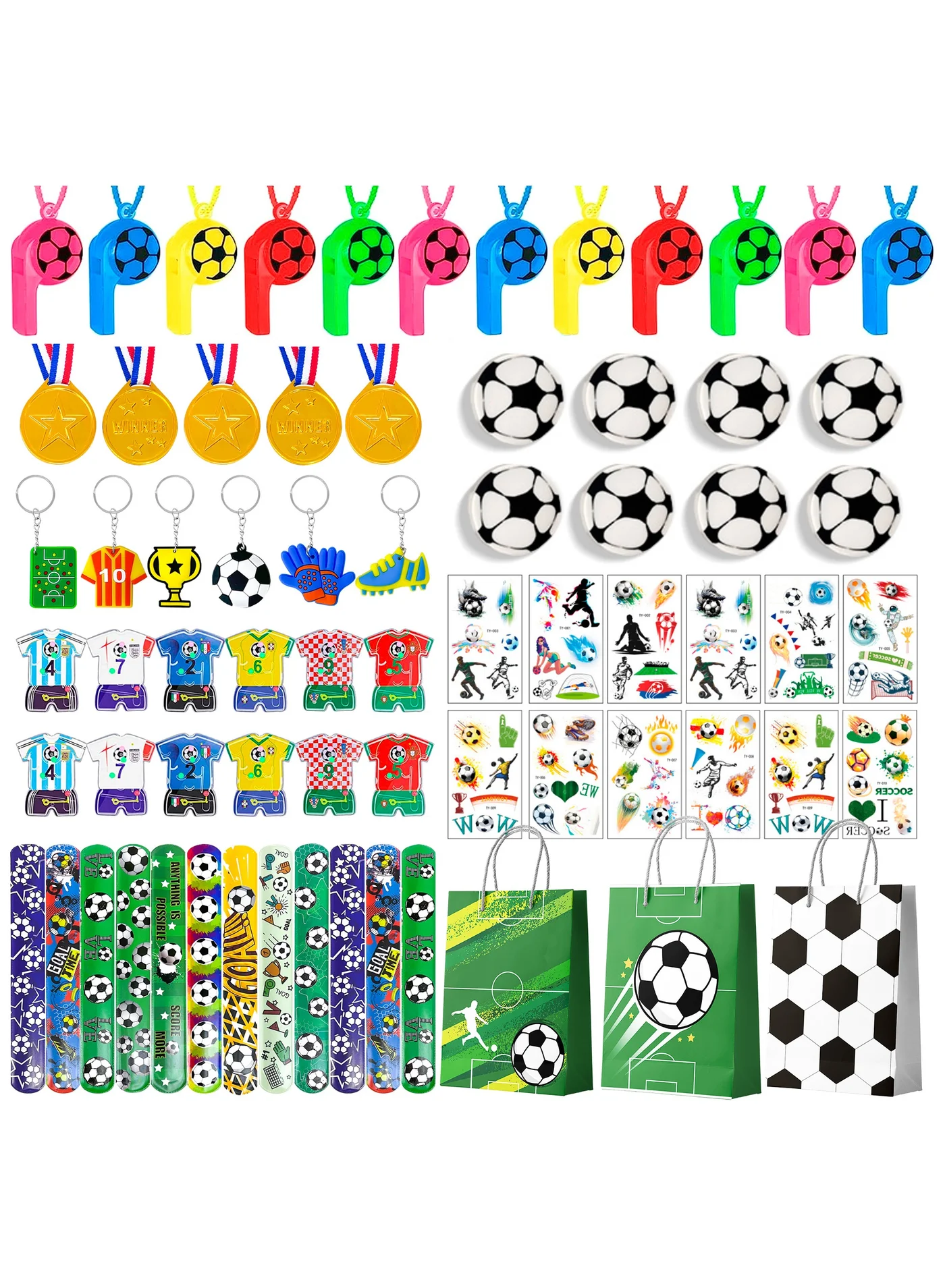 FRUITFUL PARTY Soccer Theme Party Favors Set for 12 Guests (96 Pieces, Assorted Sports Accessories) 1yftf