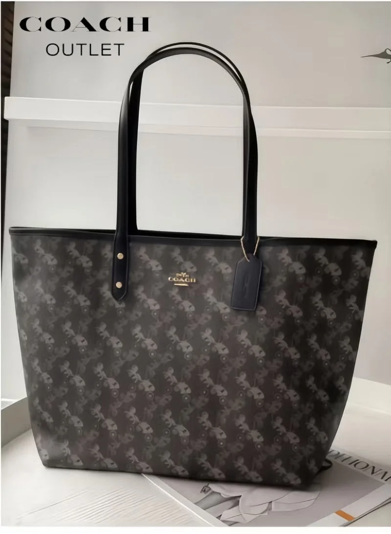 Premium Signature Canvas Tote Bag Large Capacity Handheld Shoulder Bag for Women (Brown, 40cm x 30cm x 15cm) 8lkjg