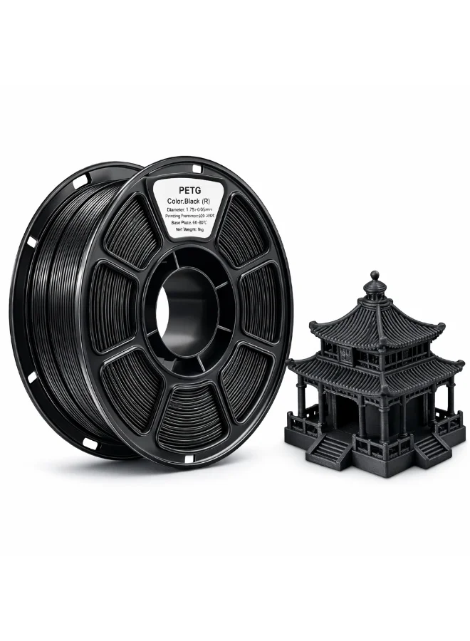 Mordely PETG 3D Printing Filament (1.75mm, Black, 1kg Spool) High Strength & Low Warping for FDM Printers vo5t2