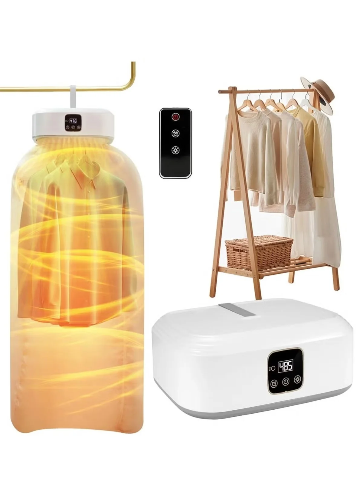 BORTONY Portable Compact Clothes Dryer Foldable Mini Drying Machine for Travel and Home Use (White, 1 Unit) aacvd