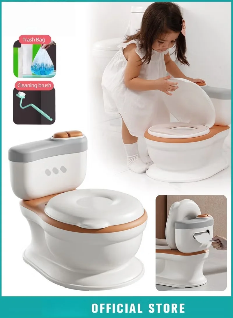 HOOKOR Baby Potty Training Seat Realistic Toddler Toilet with Lid and Backrest (100-Piece Cleaning Set) w76rc