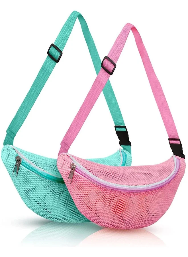 AJFHKJ Mesh Beach Bag Fanny Pack for Seashell Collecting (Adjustable Strap, Unisex) 9wlkh