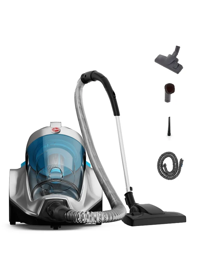Premium Cyclonic Canister Vacuum Cleaner, High-Power 2400W Suction with HEPA Filtration for Home Cleaning (Blue/Silver, 4 L) 4uatz