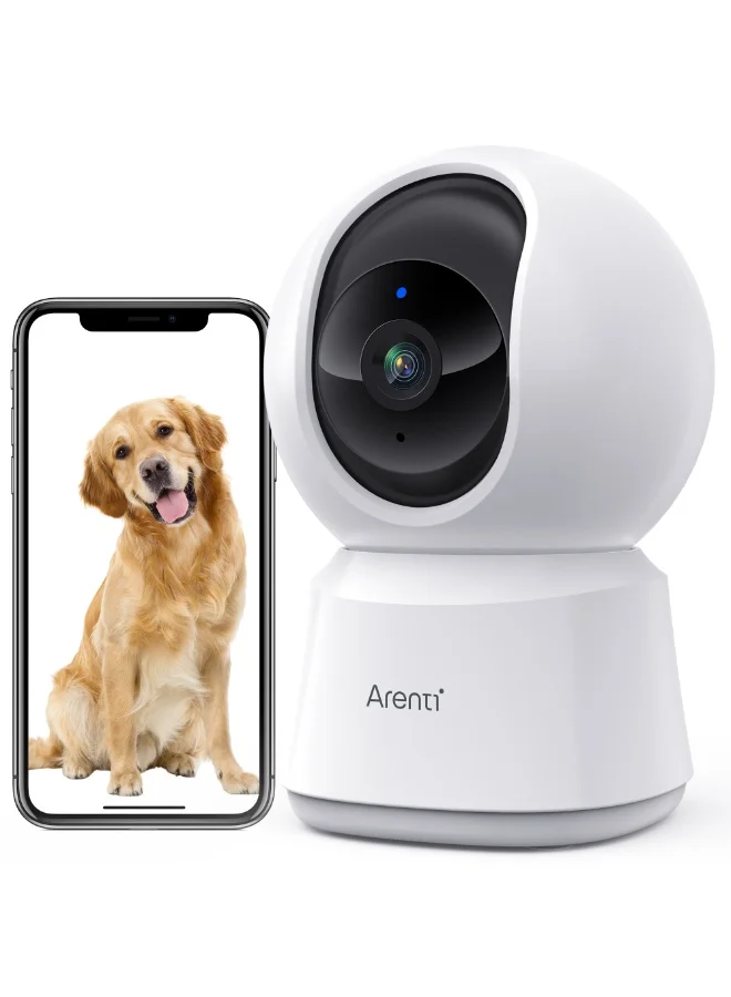 Arenti Indoor Wi-Fi Security Camera 5MP 3K Resolution Pan-Tilt Smart Home Surveillance (White, 1 Unit) dj898