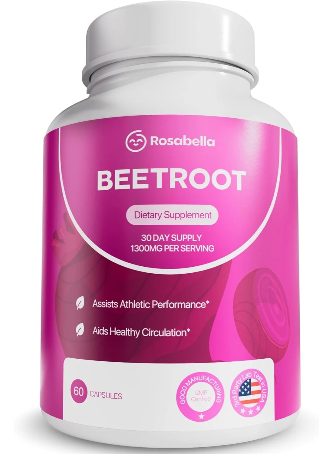 Rosabella Organic Beetroot Capsules Premium Natural Supplement for Energy and Endurance (60 Capsules) gcnje