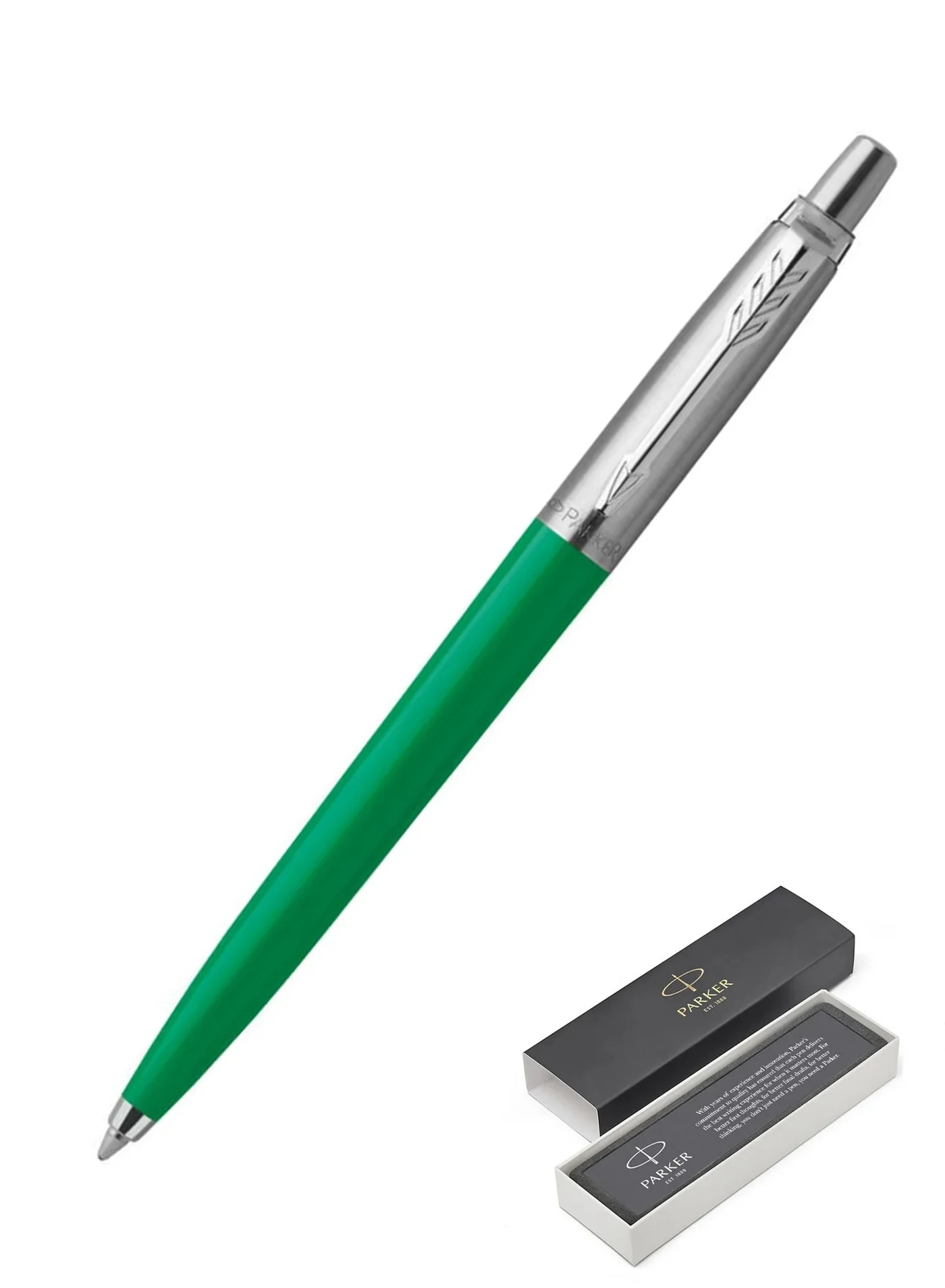 Premium Retractable Ballpoint Pen Smooth Writing Instrument (Green Barrel, Blue Ink, 1-Piece) h2cmp