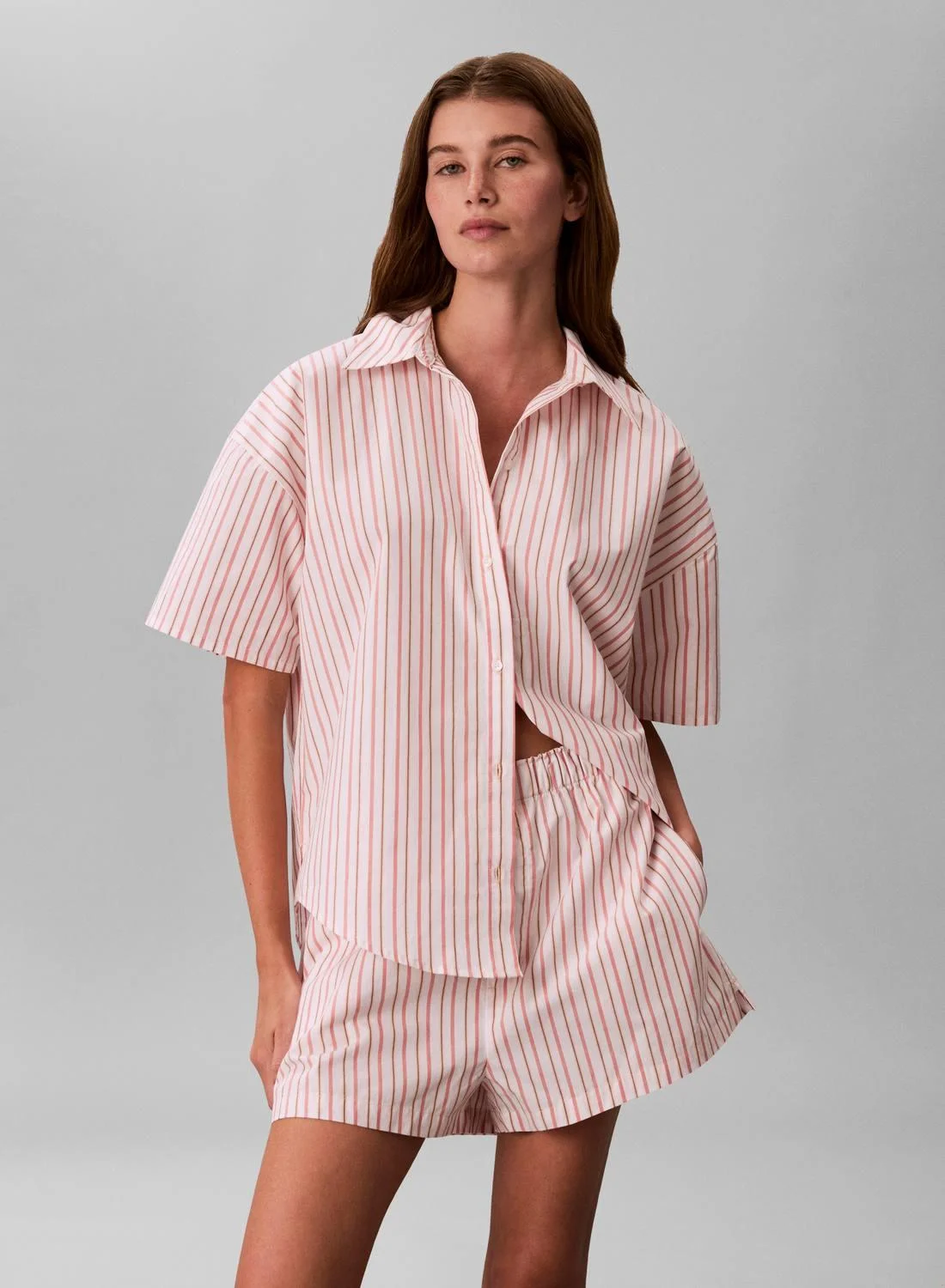 Premium Cotton Poplin Button-Down Pyjama Shirt for Women (White, Medium) 3hld1