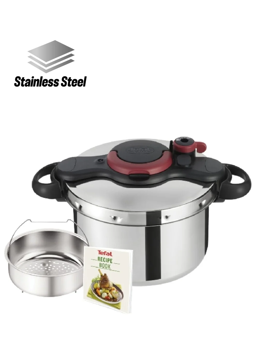 Premium Stainless Steel Pressure Cooker (Silver and Black, 7.5 L) - Durable Kitchenware for Efficient Cooking t9e5v