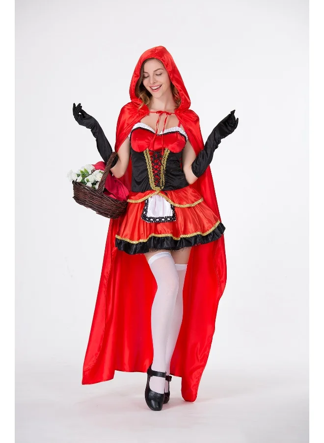 NIBEMINENT Red Riding Hood Costume for Women Premium Halloween Cosplay Outfit (Red, Adult One Size) dwu8n
