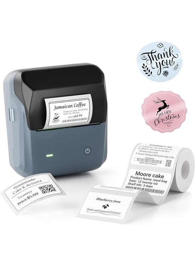 Portable Thermal Label Printer for Small Business, Wireless Sticker Maker for Barcode and Address Labeling (Blue, 20mm-75mm) 72t8g