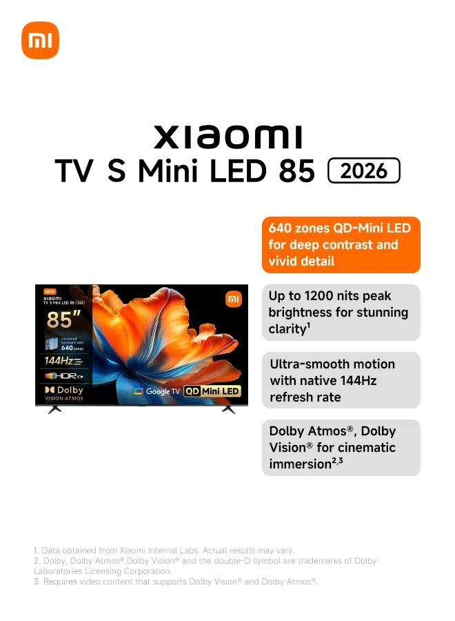 Smart 85-inch Mini LED 4K UHD Smart TV with Dolby Vision and 144Hz Refresh Rate (Black, 216 cm) 42u1w