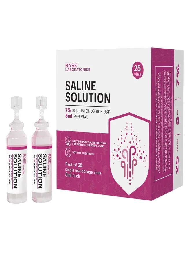Base Laboratories 7% Sodium Chloride Saline Solution Vials (Preservative Free, 25 Vials x 5 mL) d4yrm
