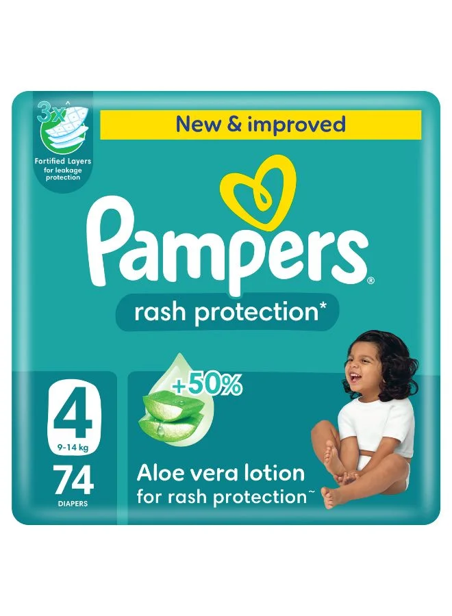 Premium Rash Protection Taped Diapers (Size 4, 9-14 kg, 74 Count) dv8c8