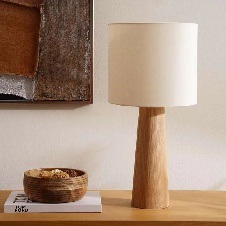 Pan Home Paris Wooden Table Lamp Premium Natural Wood Finish (28x57cm) kk4uf