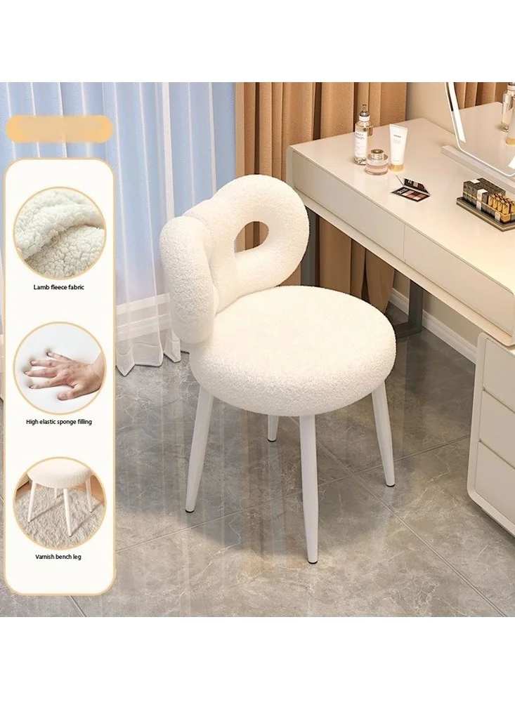 Kutis Metal Makeup Chair Premium Vanity Seating for Bedroom and Dressing Room (Off-White, 33x33x67 cm) u5vx3