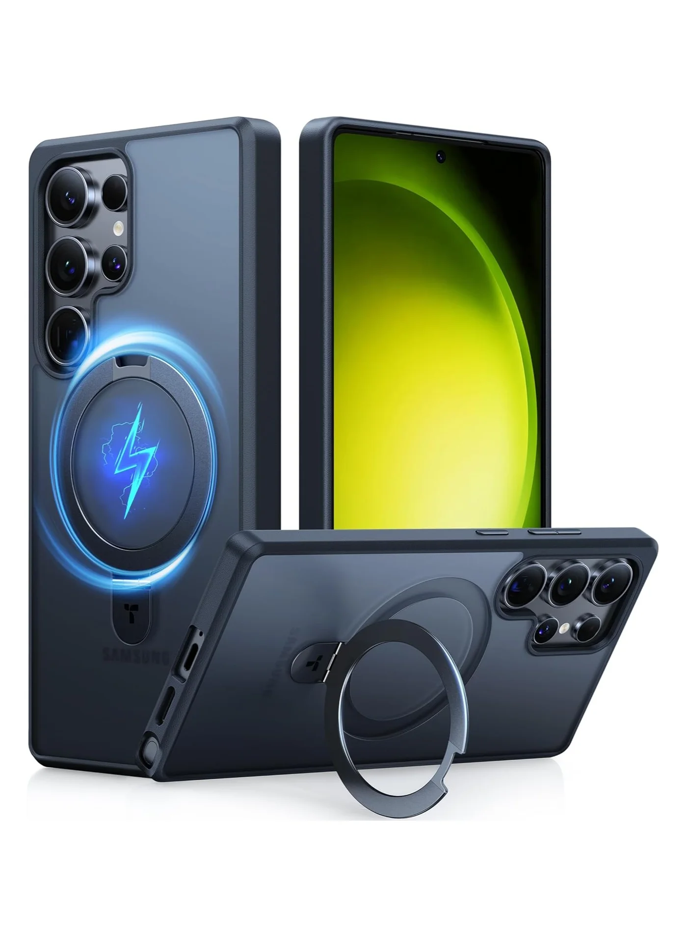Premium Magnetic Protective Case with Integrated Stand for Large Screen Smartphone (Black, 17.3 cm) 904qz