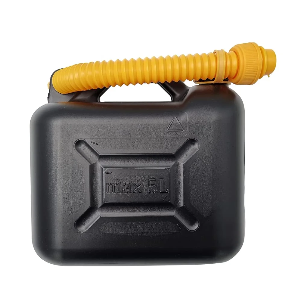 Schone Plastic Jerry Can with Spout for Fuel Storage (Black, 5 L) mqepi