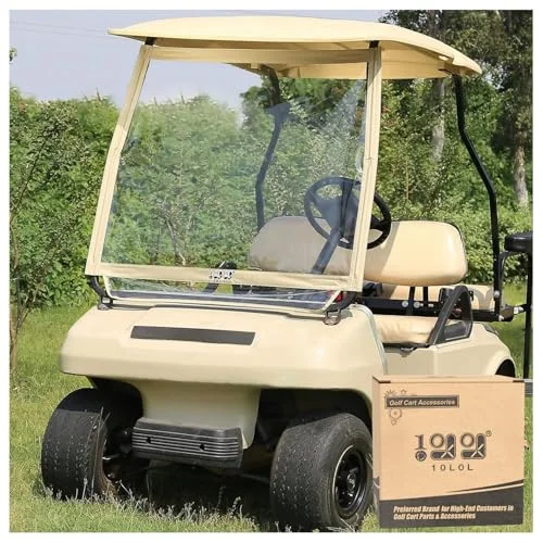 10L0L Foldable Golf Cart Windshield Premium Impact-Resistant Clear PVC Shield for DS Series (Clear, 100 cm x 80 cm) jwgm2