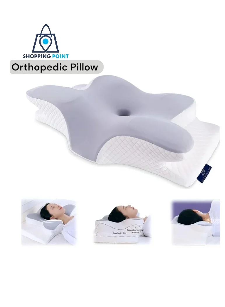 Shopping Point Ergonomic Memory Foam Cervical Pillow for Neck Support and Sleeping Comfort (White, 60cm x 40cm) oxfk8