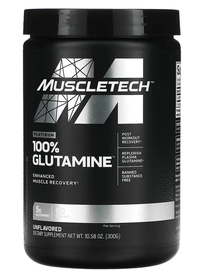 MuscleTech Platinum Glutamine Powder (Unflavored, 300g, 60 Servings) vxrkr