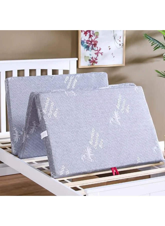 Danube Home Bamboo Foldable Foam Mattress Medium Firm Single Bed Pad (180x90x6 cm) hcg2p