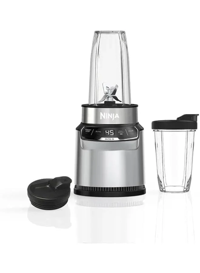 Premium Personal Smoothie Blender with Auto-iQ Technology, 1000W High-Speed Motor, Includes 2 x 700mL Portable Cups with Spout Lids (Silver) pnurn