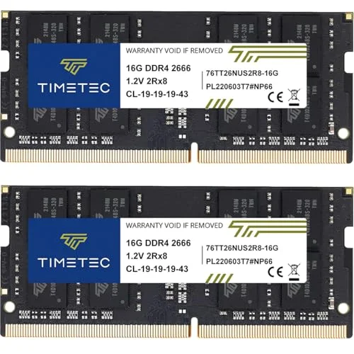 Timetec 32GB DDR4 2666MHz SODIMM Laptop RAM Memory Upgrade Kit (2 x 16GB, 260-Pin, CL19, Non-ECC, Unbuffered) bpyol